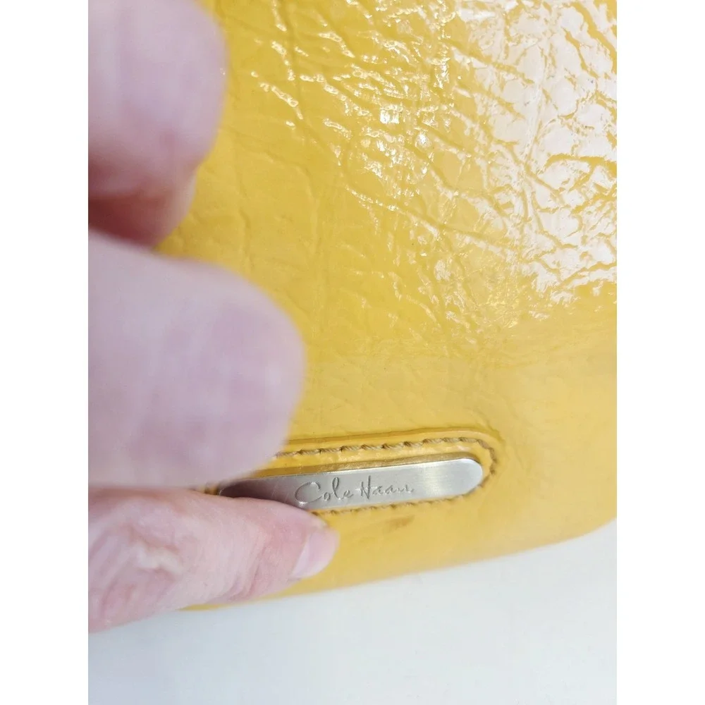 Cole Haan Hobo Patent‎ Leather Large Yellow Leather Hobo Shoulder Handbag Y2K